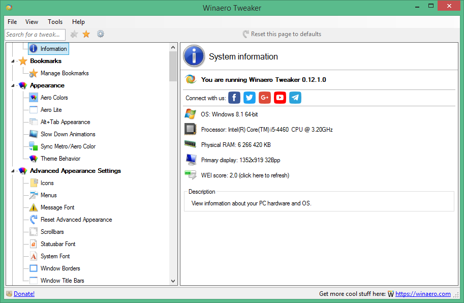 winaero tweaker in Russian & English for windows 10