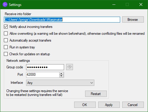Warpinator download for Windows